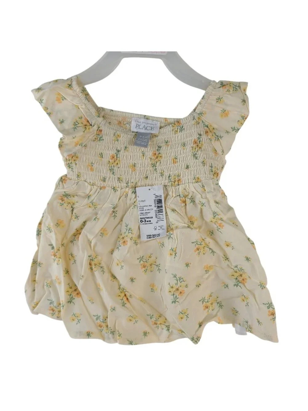 NEW The Children's Place Baby Girl Yellow Floral Dress & Bloomers Sz 0-3M